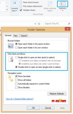 แก้ปัญหา mouse ใน Windows 8 - การกำหนด double/single click